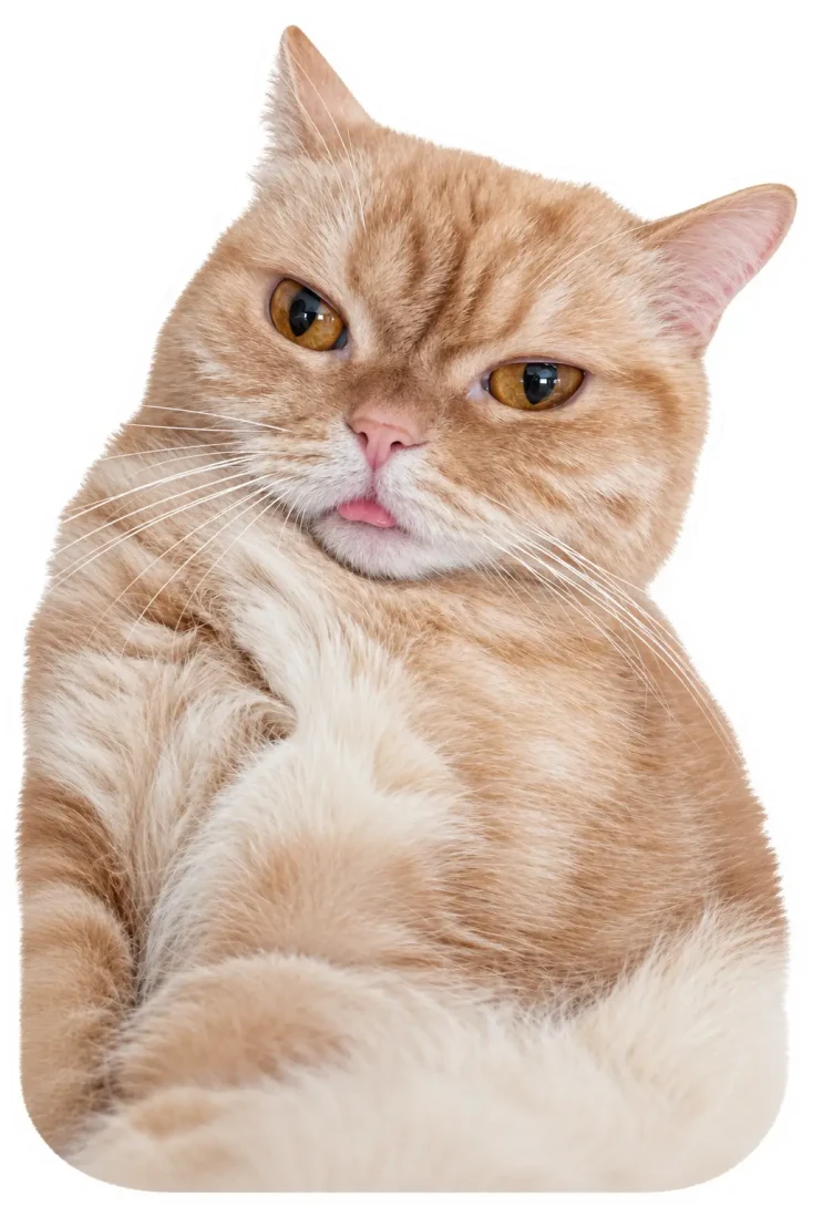 ゆったり座る猫の写真