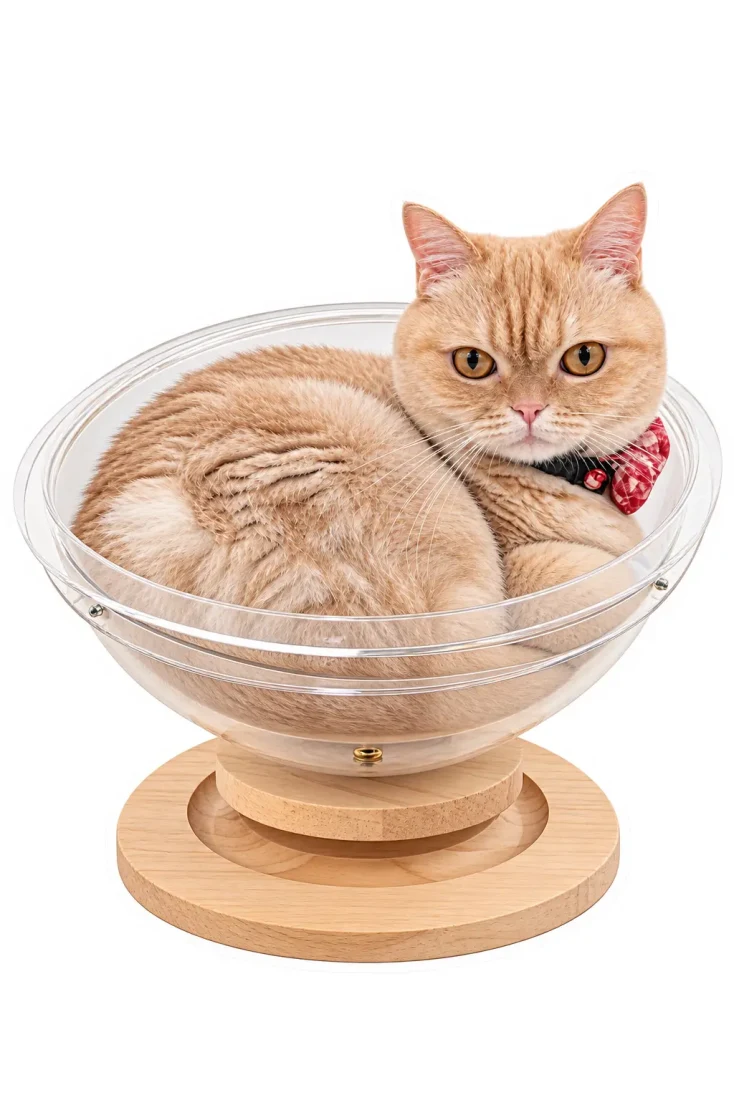 透明な器に入った猫の写真